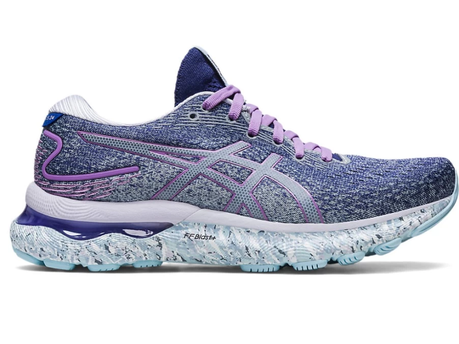 ASICS Women's GEL-NIMBUS 24 Running Shoes - Twilight Blue/White - Premium Cushioning for Comfort