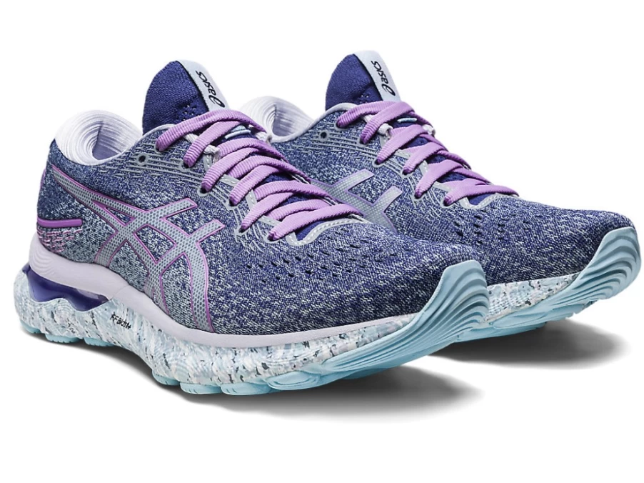 ASICS Women's GEL-NIMBUS 24 Running Shoes - Twilight Blue/White - Premium Cushioning for Comfort
