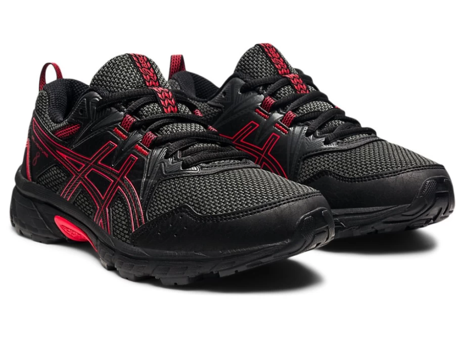 ASICS GEL-Venture 8 Kids' Running Shoes - Black/Electric Red - Trail Running Sneakers for Children