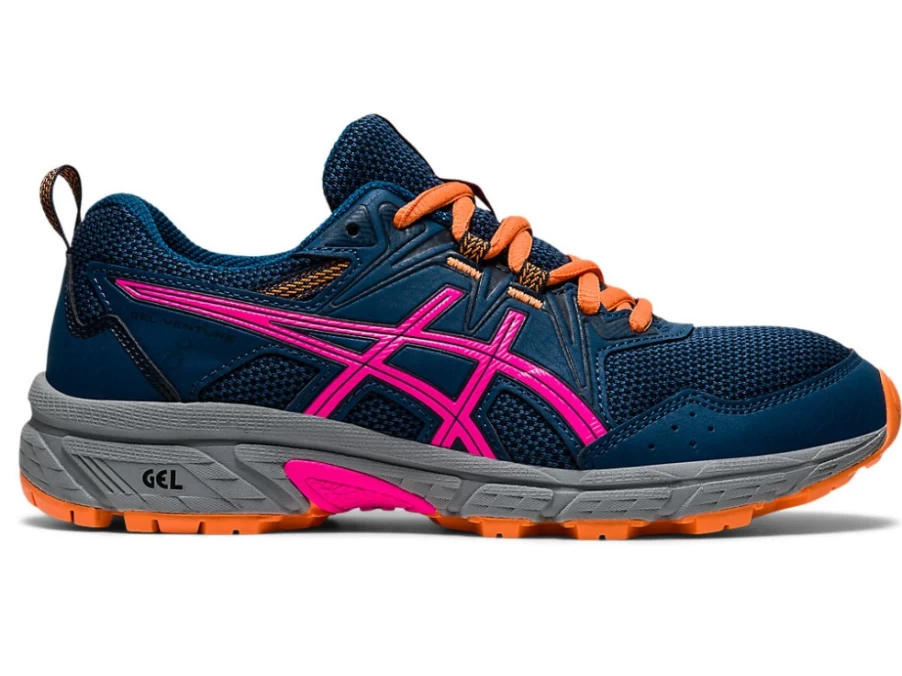 ASICS GEL-Venture 8 Kids' Running Shoes - Mako Blue/Pink Glo - Trail Running Sneakers for Children