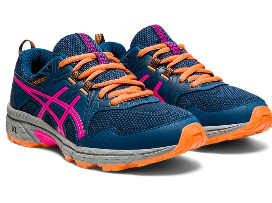 ASICS GEL-Venture 8 Kids' Running Shoes - Mako Blue/Pink Glo - Trail Running Sneakers for Children