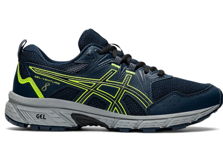 ASICS GEL-Venture 8 Kids' Running Shoes - French Blue/Hazard Green - Grade School Trail Sneakers