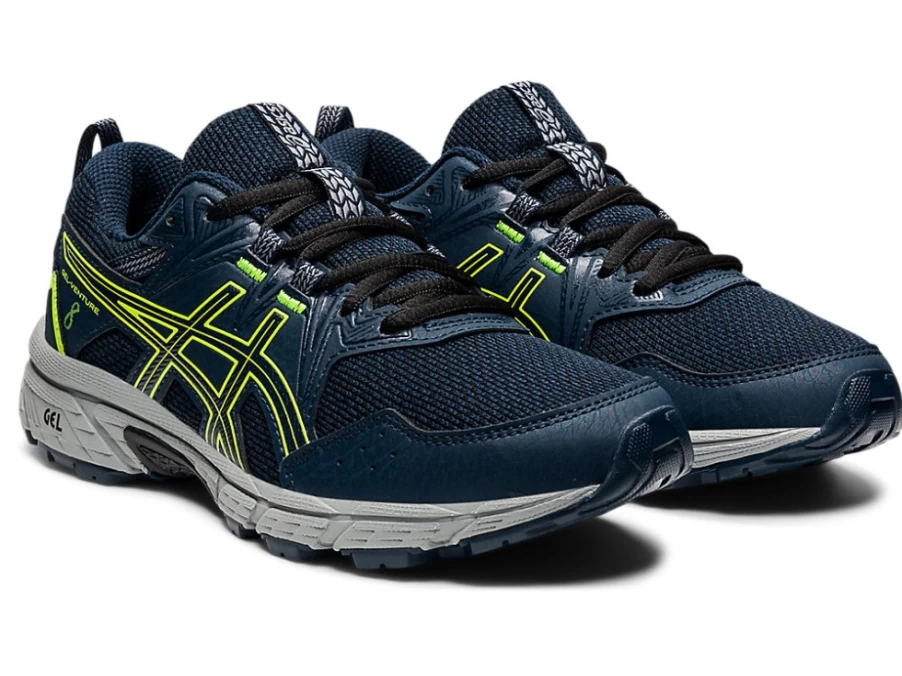 ASICS GEL-Venture 8 Kids' Running Shoes - French Blue/Hazard Green - Grade School Trail Sneakers