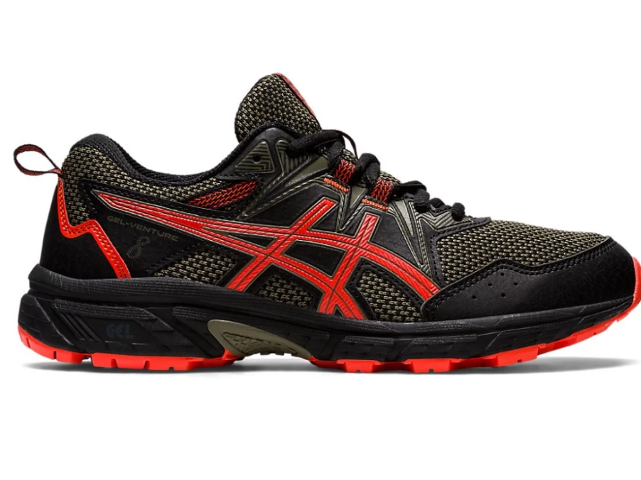 ASICS Kids GEL-VENTURE 8 Running Shoes - Black/Cherry Tomato - Grade School Sneakers