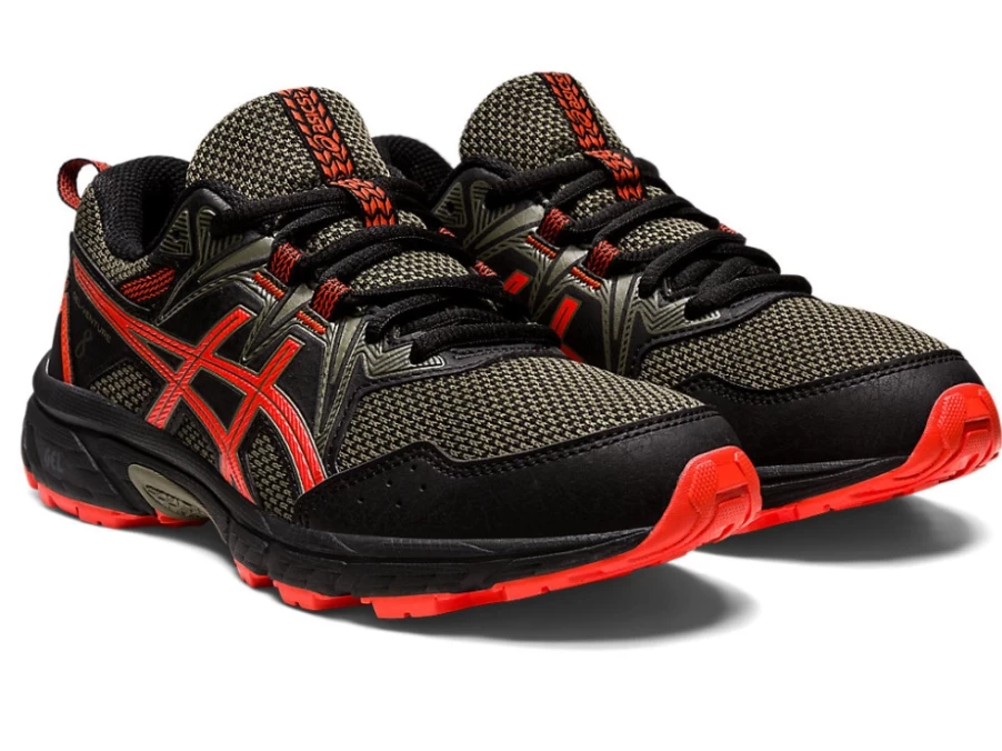 ASICS Kids GEL-VENTURE 8 Running Shoes - Black/Cherry Tomato - Grade School Sneakers