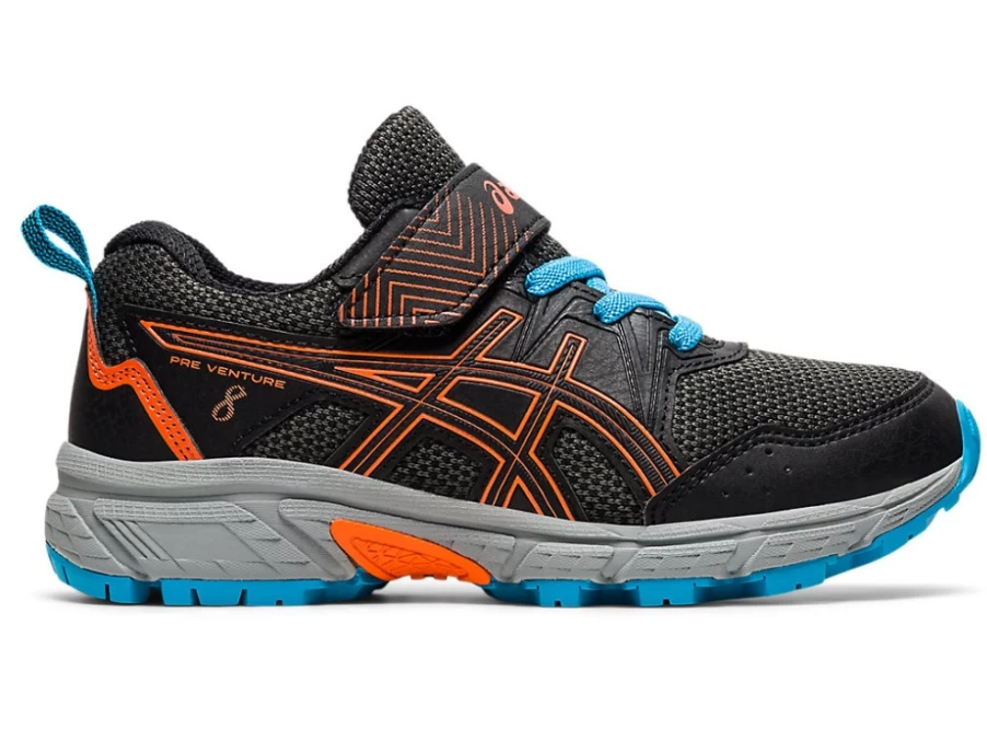 ASICS Kids PRE VENTURE 8 Preschool Shoes - Black/Marigold Orange Running Sneakers for Toddlers