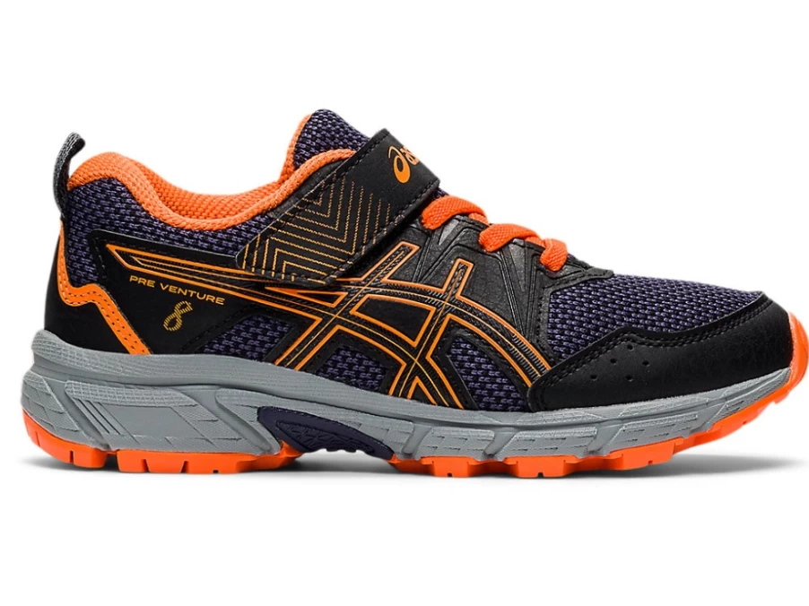 ASICS Kids PRE VENTURE 8 Preschool Shoes - Black/Shocking Orange Running Sneakers for Children