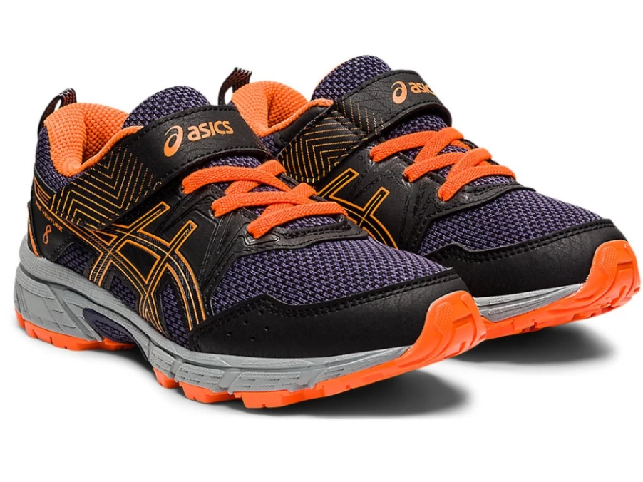 ASICS Kids PRE VENTURE 8 Preschool Shoes - Black/Shocking Orange Running Sneakers for Children