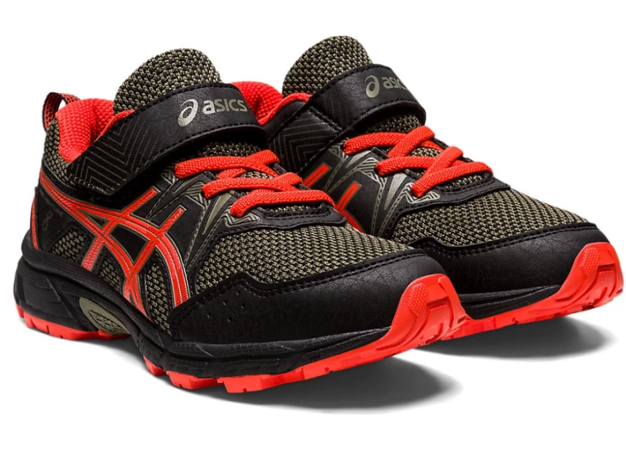 ASICS Kids PRE VENTURE 8 Preschool Shoes - Black/Cherry Tomato Running Sneakers for Children