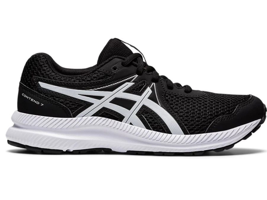ASICS Contend 7 Kids' Running Shoes - Black/White Grade School Sneakers