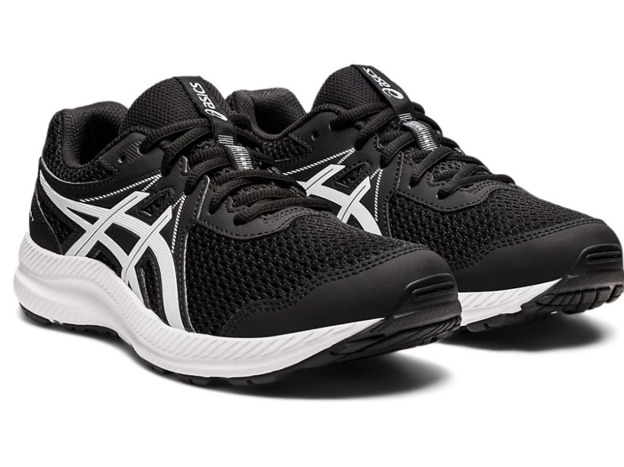 ASICS Contend 7 Kids' Running Shoes - Black/White Grade School Sneakers