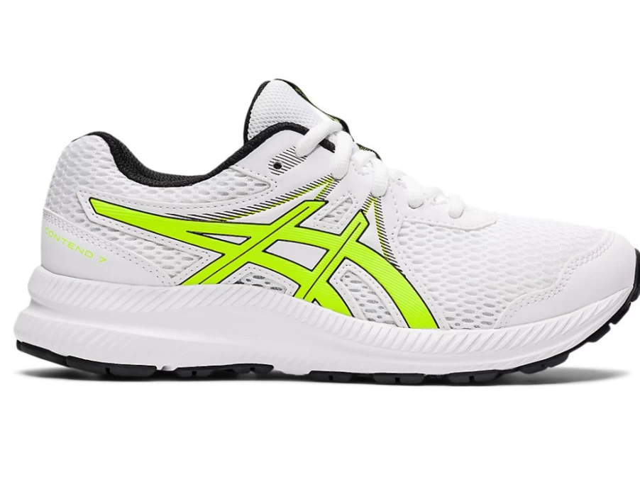 ASICS Contend 7 Kids' Grade School Running Shoes - White/Hazard Green