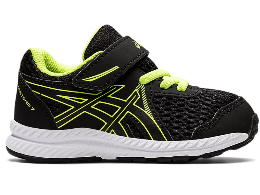 ASICS Contend 7 Toddler Running Shoes - Kids' Black/Hazard Green Sneakers for Active Toddlers