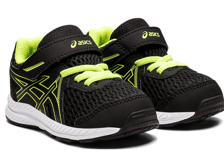 ASICS Contend 7 Toddler Running Shoes - Kids' Black/Hazard Green Sneakers for Active Toddlers