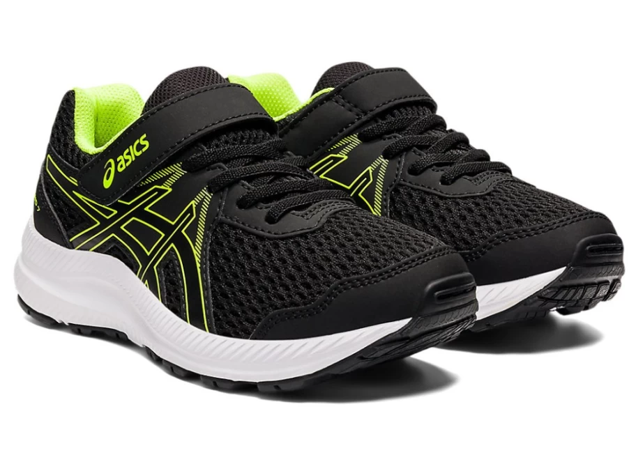 ASICS Contend 7 Preschool Kids' Running Shoes - Black/Hazard Green