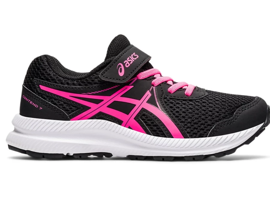 ASICS Contend 7 Preschool Kids' Running Shoes - Black/Hot Pink