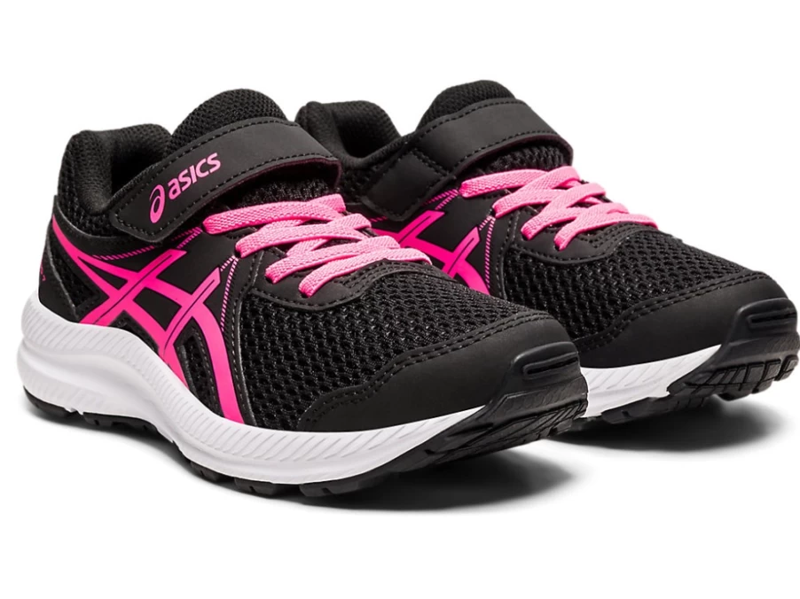 ASICS Contend 7 Preschool Kids' Running Shoes - Black/Hot Pink