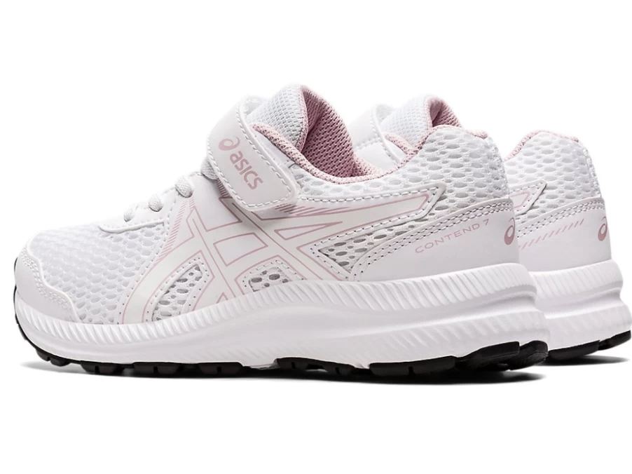 ASICS Contend 7 Pre-School Kids Running Shoes - White/Barely Rose