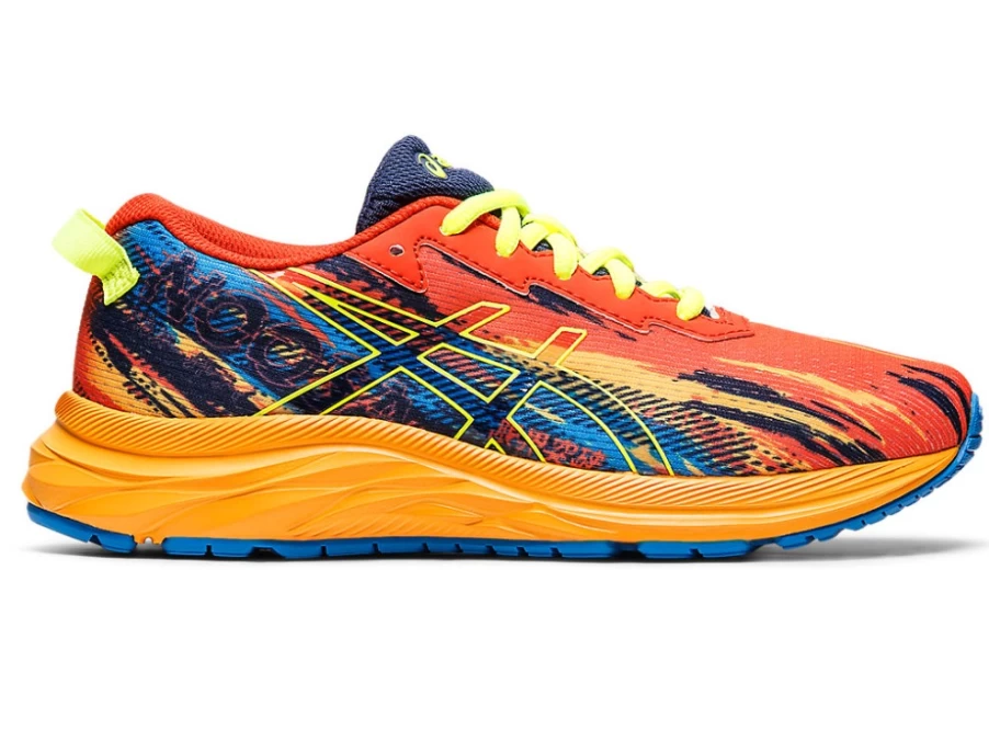 ASICS GEL-Noosa Tri 13 Kids Running Shoes - Cherry Tomato/Safety Yellow - Grade School Athletic Sneakers