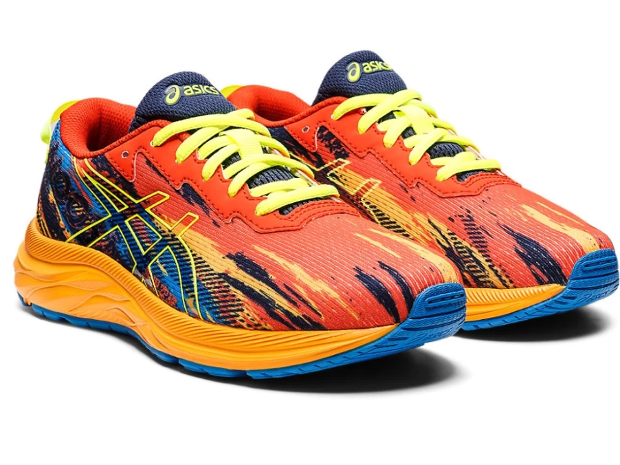 ASICS GEL-Noosa Tri 13 Kids Running Shoes - Cherry Tomato/Safety Yellow - Grade School Athletic Sneakers