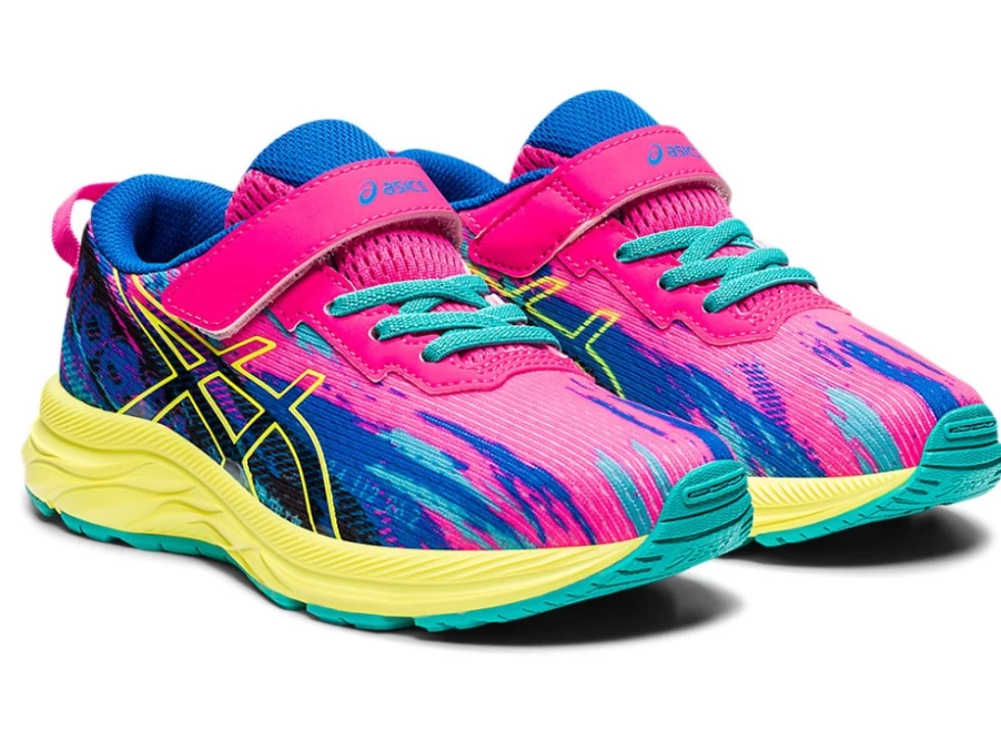 ASICS Kids PRE NOOSA TRI 13 Preschool Running Shoes - Pink Glo/Sour Yuzu