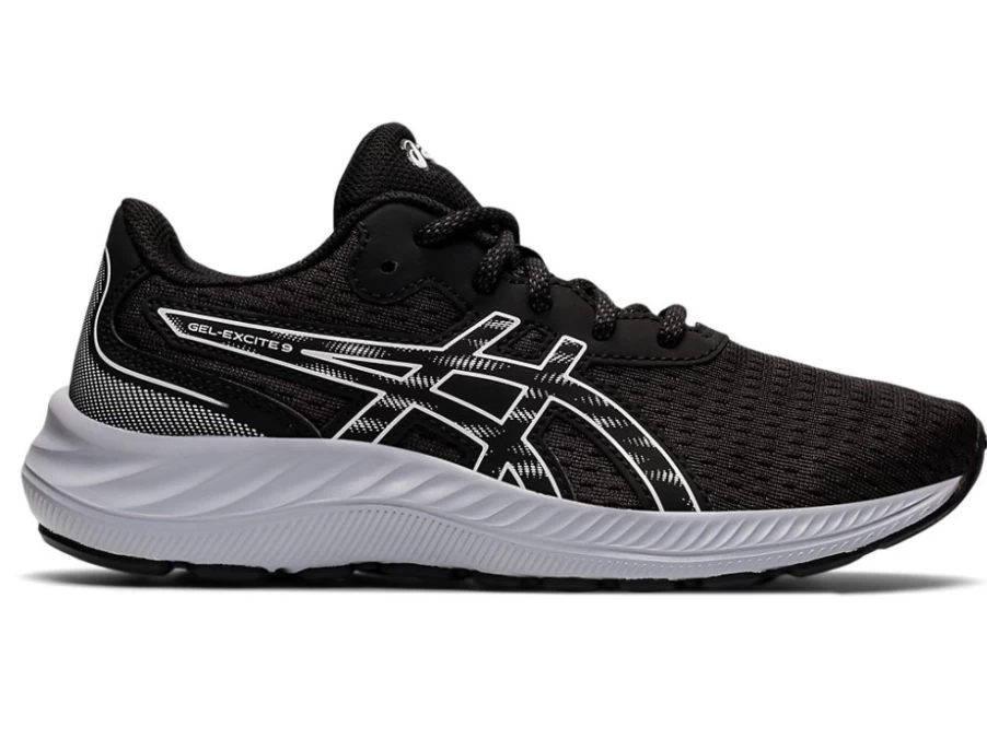 ASICS GEL-EXCITE 9 Kids' Running Shoes - Black/White - Grade School Athletic Sneakers