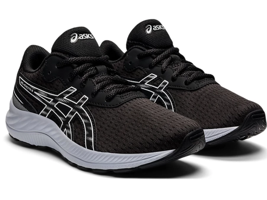 ASICS GEL-EXCITE 9 Kids' Running Shoes - Black/White - Grade School Athletic Sneakers