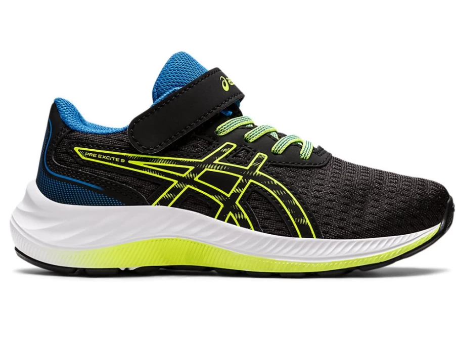 ASICS Kids PRE EXCITE 9 Preschool Running Shoes - Black/Hazard Green