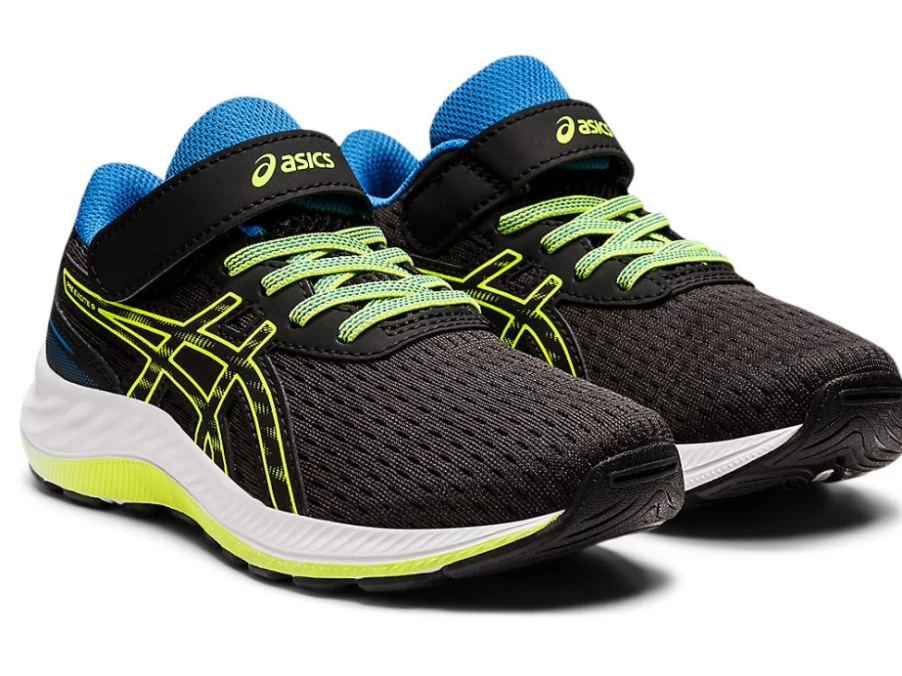 ASICS Kids PRE EXCITE 9 Preschool Running Shoes - Black/Hazard Green