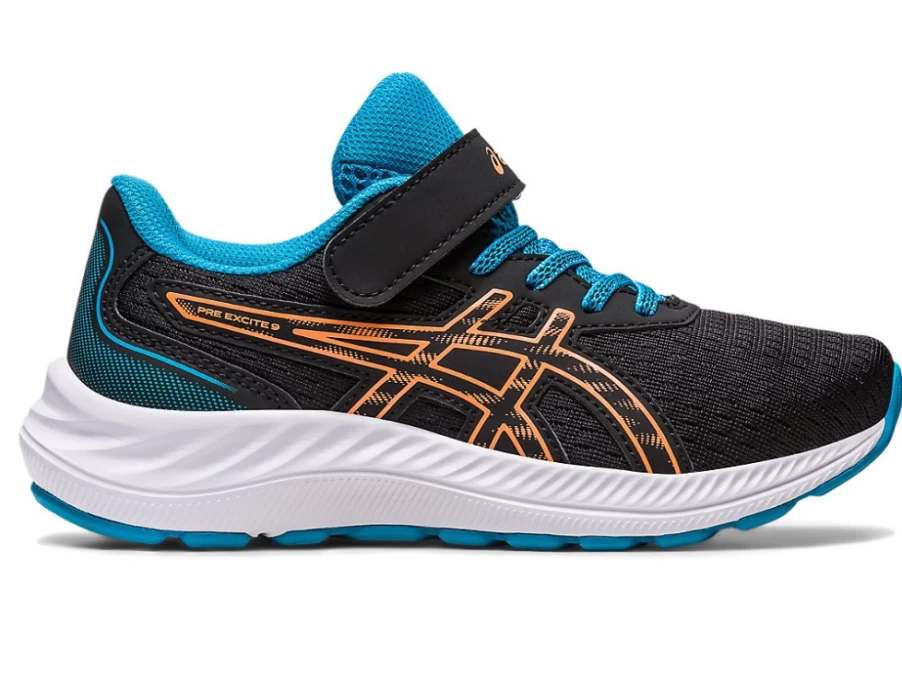 ASICS Kids PRE EXCITE 9 Preschool Running Shoes - Black/Sun Peach