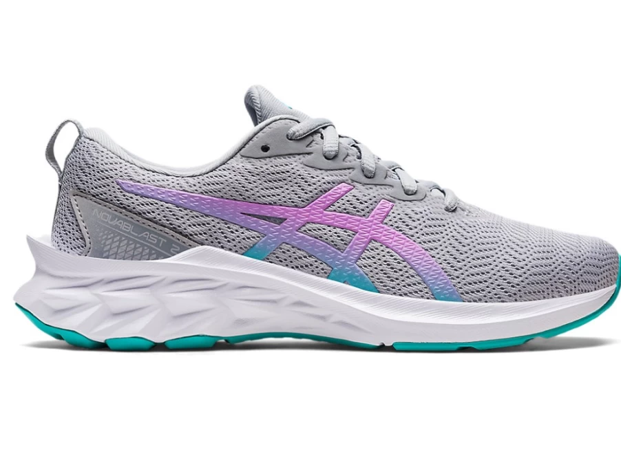 ASICS NOVABLAST 2 Kids Running Shoes - Piedmont Grey/Lavender Glow - Grade School Sneakers