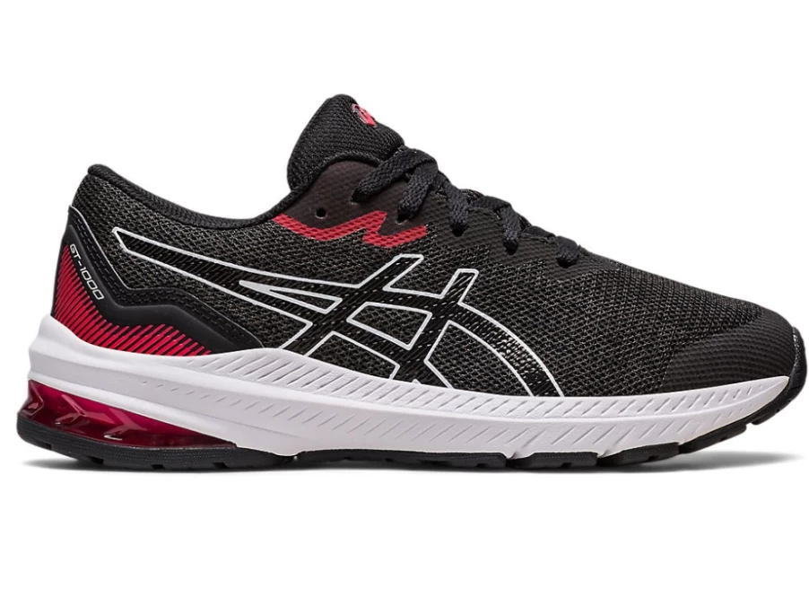 ASICS GT-1000 Kids' Running Shoes - Black/Electric Red - Grade School Athletic Sneakers