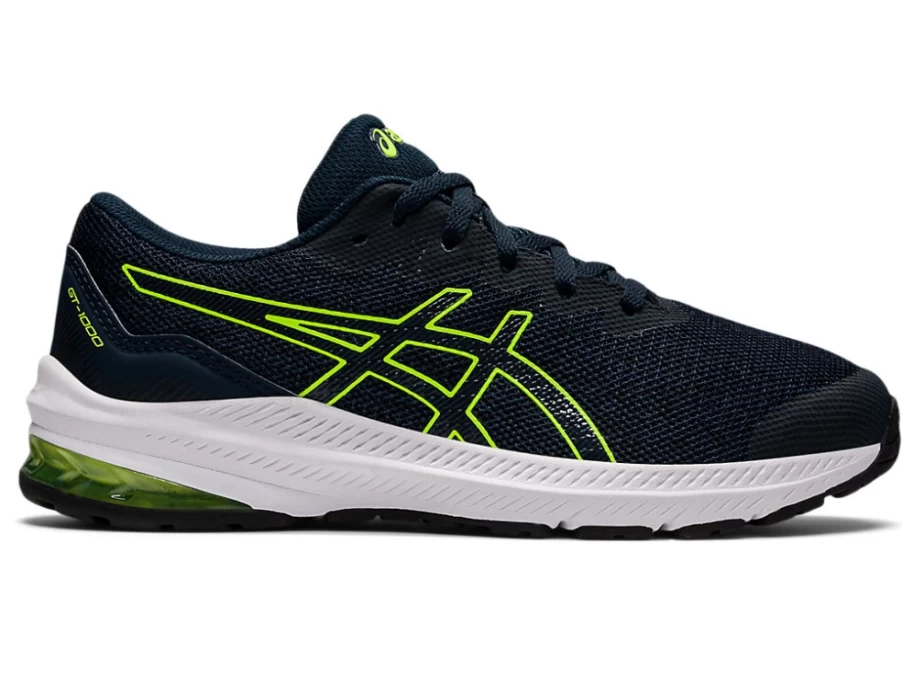 ASICS GT-1000 11 Kids' Running Shoes - French Blue/Hazard Green - Grade School Sneakers