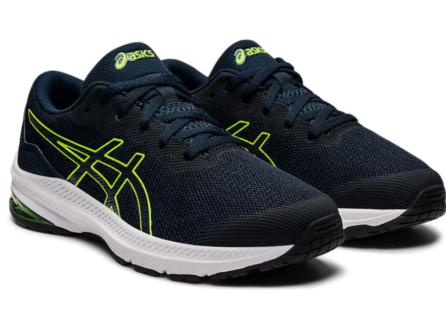 ASICS GT-1000 11 Kids' Running Shoes - French Blue/Hazard Green - Grade School Sneakers