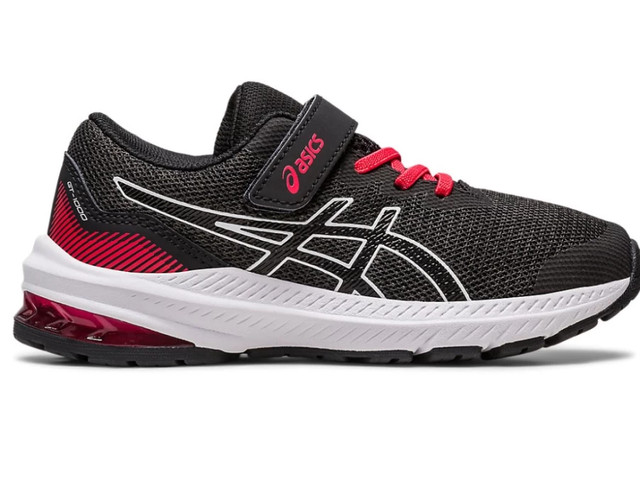 ASICS GT-1000 11 Kids' Running Shoes - Black/Electric Red - Pre-School Athletic Sneakers