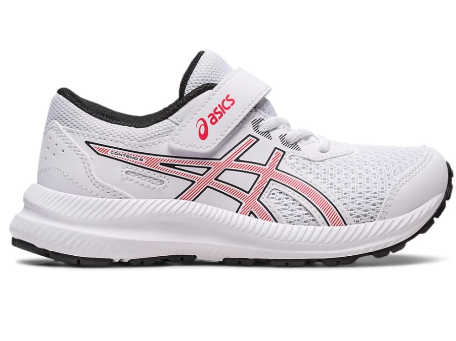 ASICS Contend 8 Pre-School Kids' Running Shoes - White/Electric Red