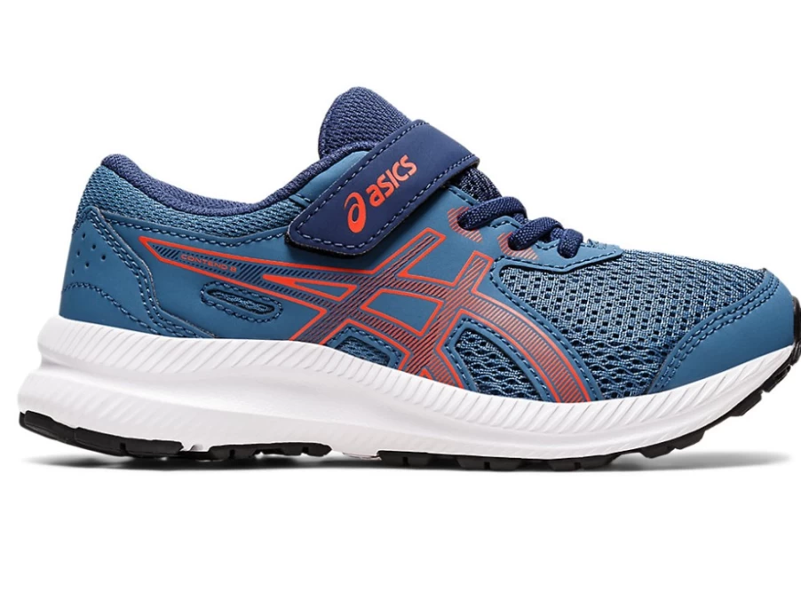 ASICS Contend 8 Preschool Running Shoes for Kids - Azure/Cherry Tomato
