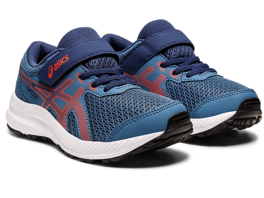 ASICS Contend 8 Preschool Running Shoes for Kids - Azure/Cherry Tomato
