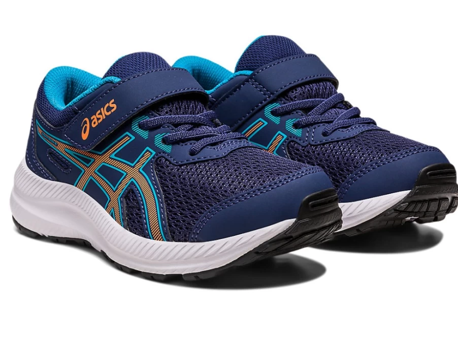 ASICS Contend 8 Pre-School Running Shoes for Kids - Indigo Blue/Sun Peach