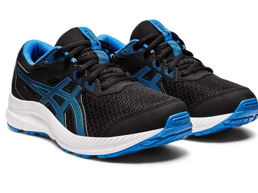 ASICS Contend 8 Kids' Running Shoes - Black/Electric Blue - Grade School Sneakers