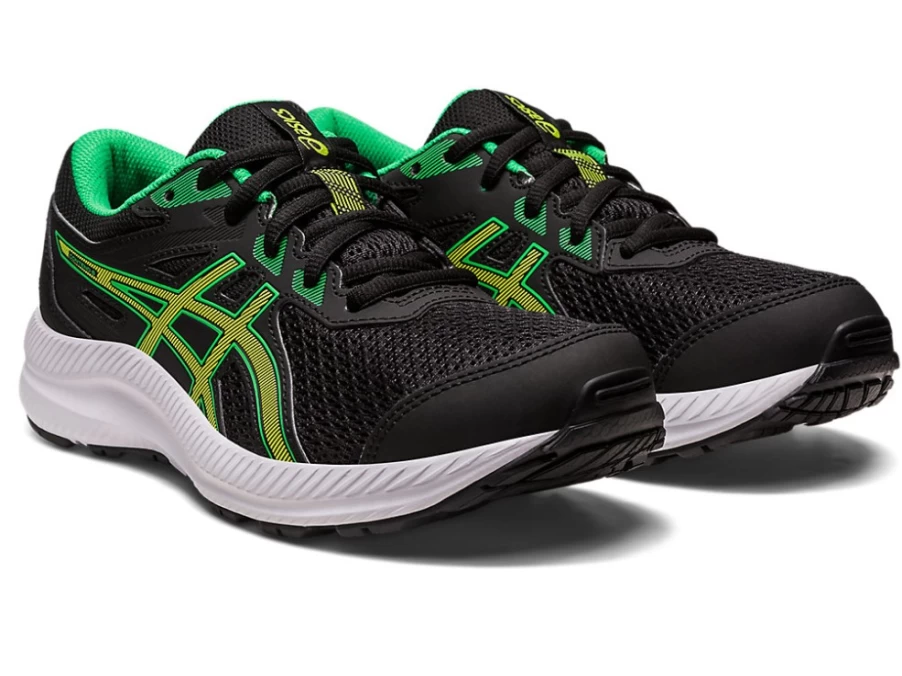 ASICS Contend 8 Kids' Running Shoes - Black/Lime Zest - Grade School Sneakers