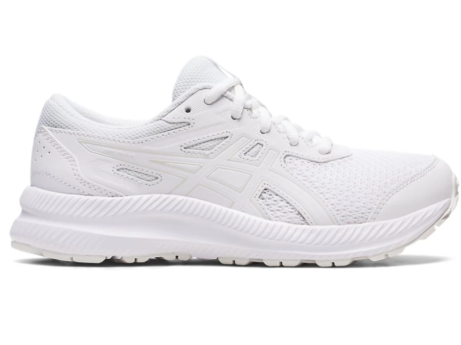 ASICS Contend 8 Kids' Running Shoes - White/White - Grade School Sneakers