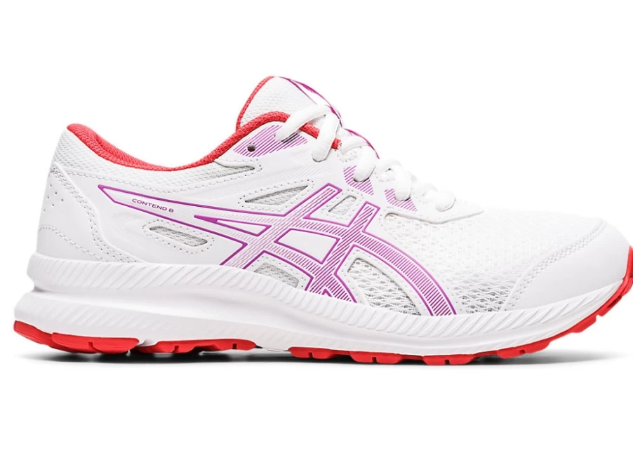 ASICS CONTEND 8 Kids' Running Shoes - White/Orchid - Grade School Sneakers
