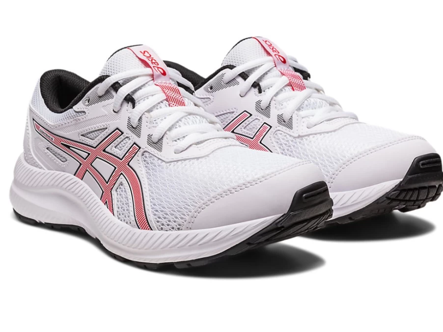 ASICS Contend 8 Kids' Running Shoes - White/Electric Red - Grade School Sneakers