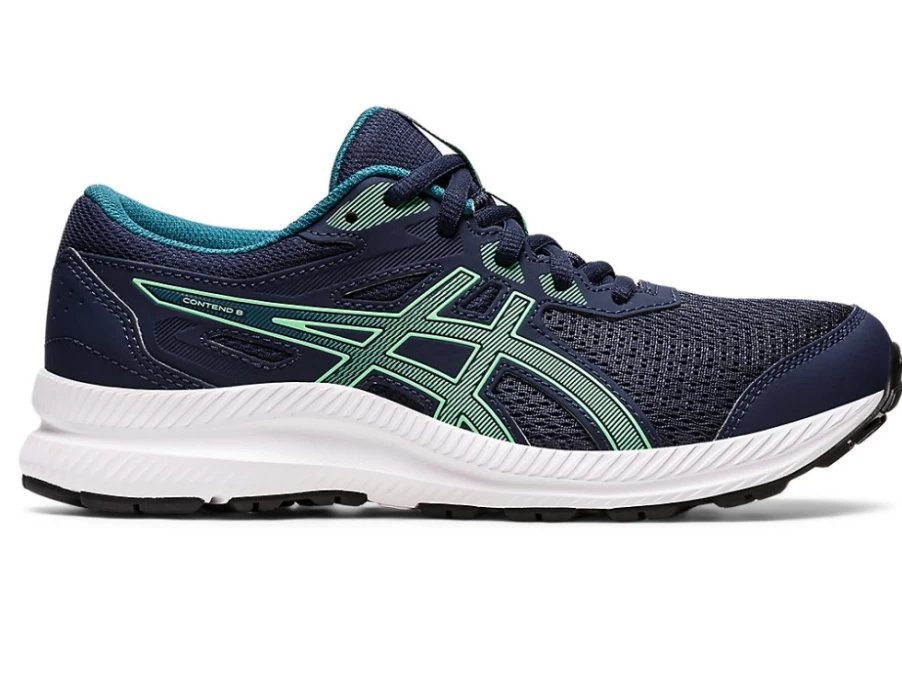 ASICS Contend 8 Kids' Running Shoes - Midnight/New Leaf - Grade School Sneakers