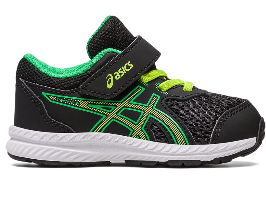 ASICS Contend 8 Toddler Shoes for Kids - Black/Lime Zest Running Sneakers