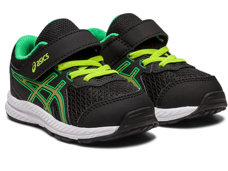 ASICS Contend 8 Toddler Shoes for Kids - Black/Lime Zest Running Sneakers
