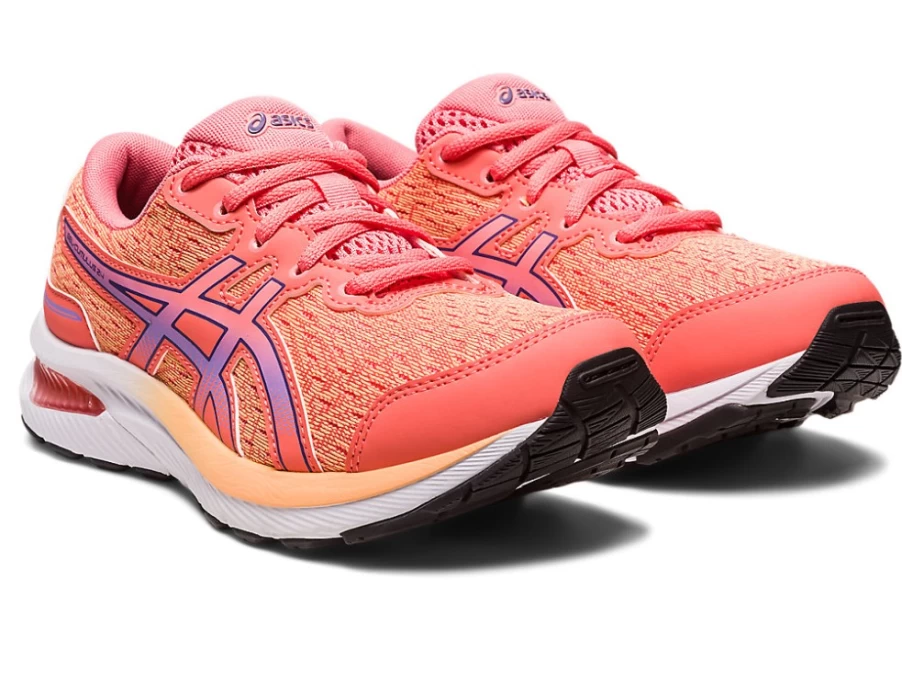 ASICS Kids GEL-CUMULUS 24 Running Shoes - Papaya/Dusty Purple, Grade School Sneakers