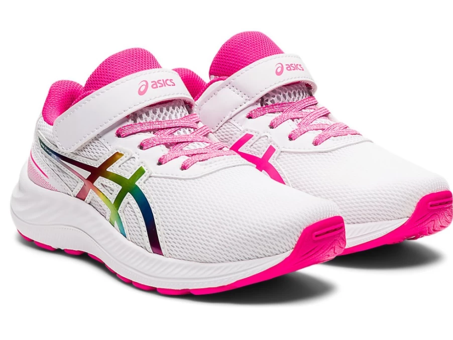 ASICS Kids PRE EXCITE 9 Preschool Running Shoes - White/Pink Glo for Toddlers & Young Children