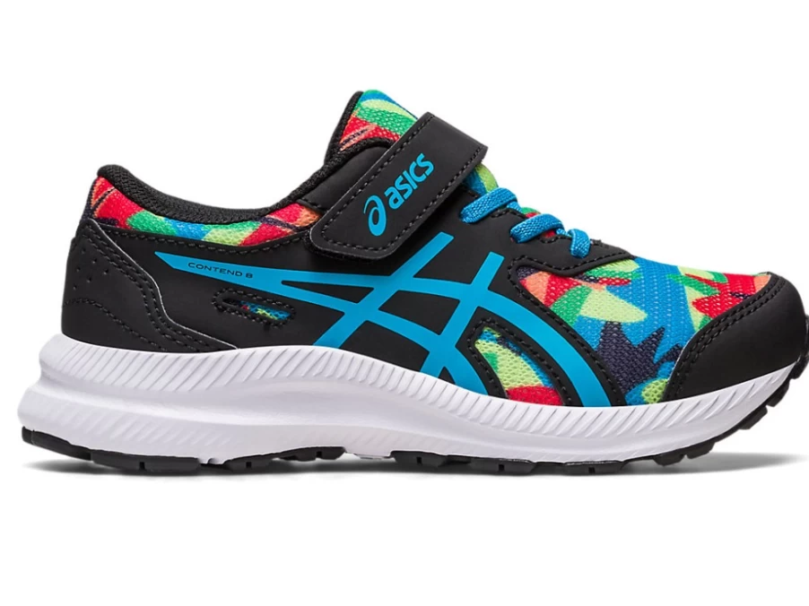 ASICS Contend 8 Pre-School Running Shoes for Kids - Black/Island Blue